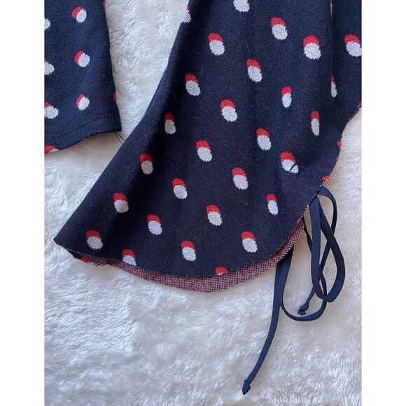 BCBGeneration Blue, Red & White Polka Dot Flutter Sleeves Mock Neck Crop Top - Picture 13 of 16